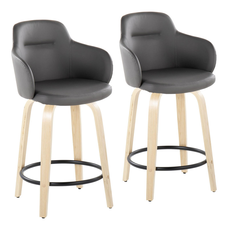 Boyne Swivel Upholstered Counter Stool, Natural/Black, Gray