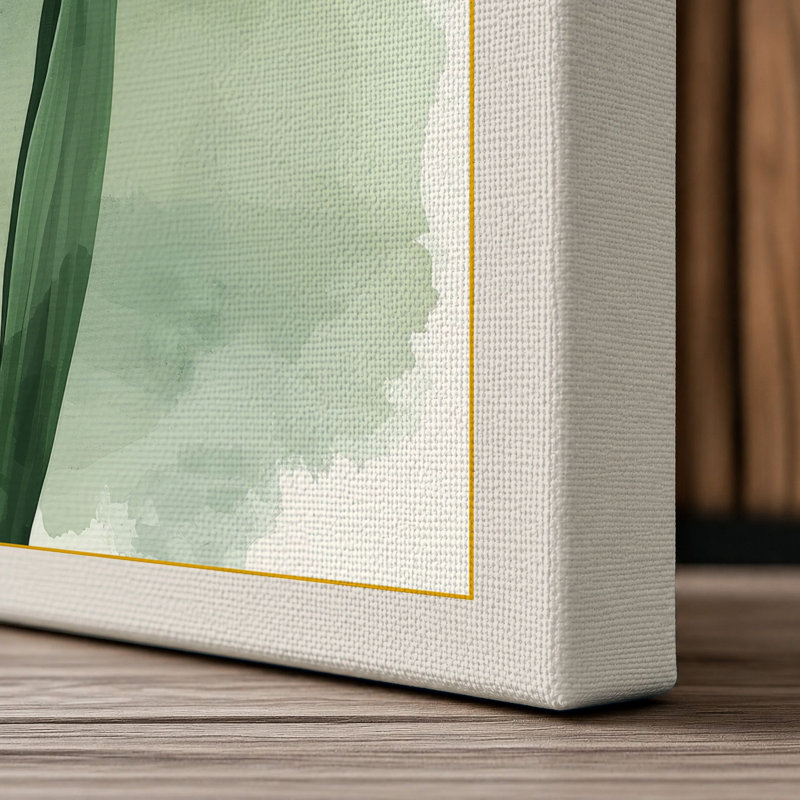 Golden Daffodil Botanical - Wrapped Canvas, 36x24 - 91.4 x 61.0 cm, Cream Border
