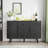 47'' Modern Sideboard Buffet Cabinet With Drawers, Adjustable Shelves, Sliding Doors, And Rounded Edges, Storage Credenza For Kitchen, Dining Room, Living Room, Black Or Walnut Finish-131277451