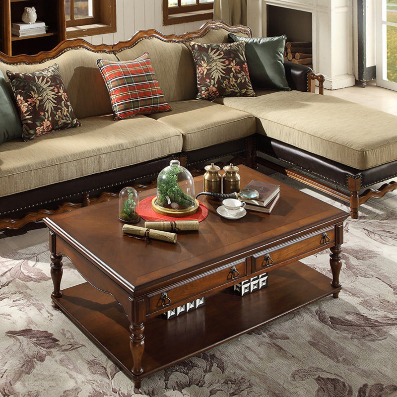 Table basse American Vintage, Noyer foncé, H 18,1 po x L 47,2 po x l 28 po
