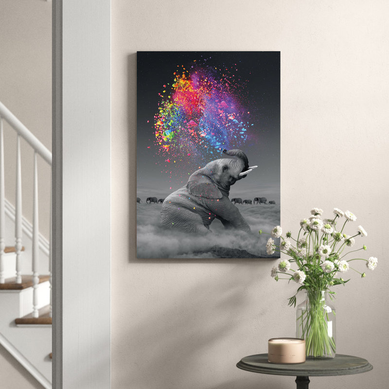 Elephant - Color Explosion by Soaring Anchor Designs - Wrapped Canvas Print, 152.5 cm H x 101.5 cm W