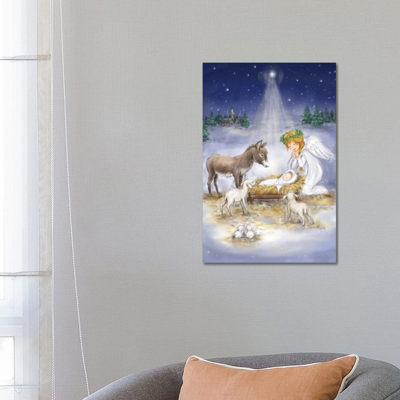 Nativity With Angel by MAKIKO - Wrapped Canvas Gallery-Wrapped Canvas Giclée, 66.04 cm H x 45.72 cm W x 1.91 cm D