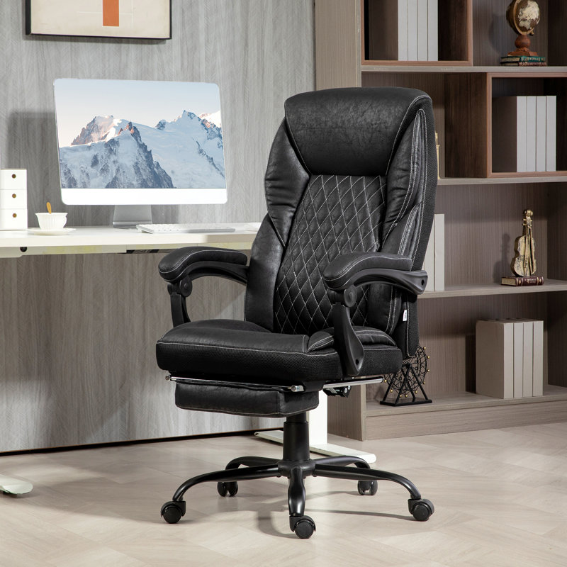 Fauteuil de direction avec repose-pieds HOMcom, Noir