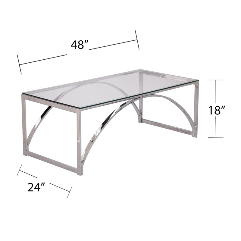 Table basse 48 "rectangulaire en verre et métal chromé