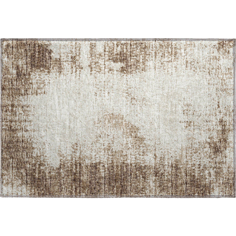 Premium Machine Washable Mayfield Brown Rug, Rectangle 1'8" x 2'6"