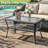 Wicker Patio Coffee Table, 34.48" Rectangle Outdoor Coffee Table With Tempered Glass Top And 2-Tier Storage Shelf, All-Weather Rattan Patio Side Table For Outside Poolside Deck Garden, Gray-501445044