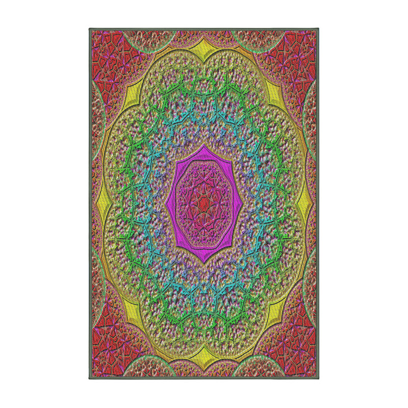 Laine tissée à la main et polyester vert/rouge/jaune Tapis décoratif, Tapis de couloir 2 pi x 5 pi