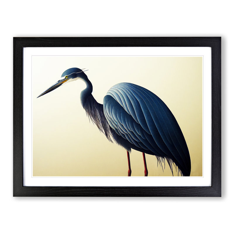 A Dazzling Heron Bird - Framed Print, Black, 46cm H x 64cm W x 2cm D