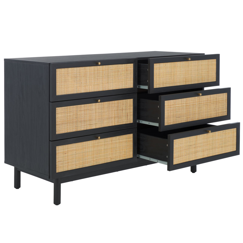 Commode double l 60,67 "à 6 tiroirs Andreq, Noir, noir, noir, noir
