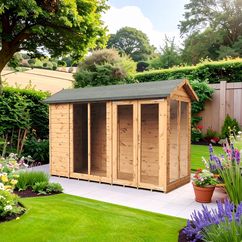 Empire Apex Summerhouse Shiplap Tongue & Groove 4X10 Double Door With Windows
