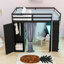 Lit mezzanine avec bureau, garde-robe, tablettes, rideaux occultants et lumières RVB