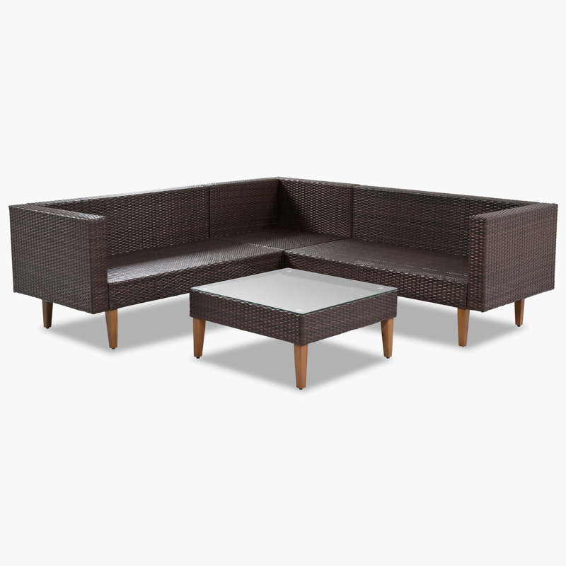 Leisel 81.1'' Wicker Outdoor Patio Sectional Set, Brown, Beige