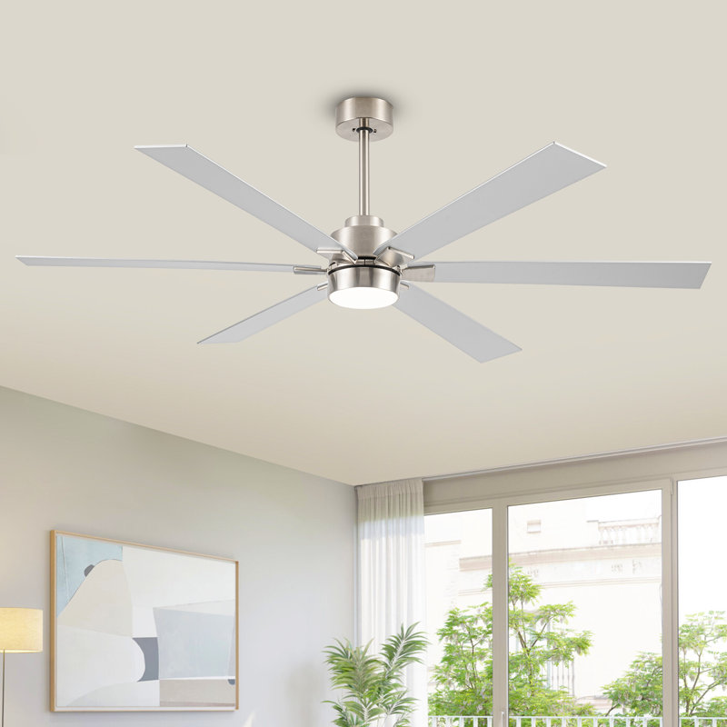Smart Ceiling Fan With Light, Silver, Nickel