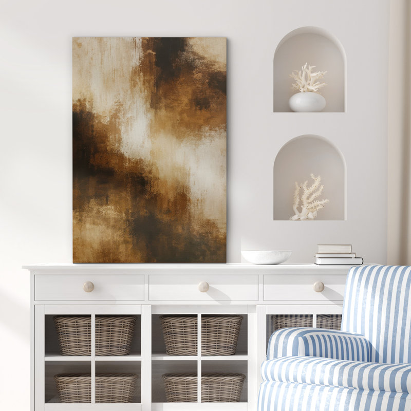 «Brown Tones Abstract Landscape Art», reproduction d'art sur toile encadrée, H 36 po x l 24 po x P 1,5 po, Toile tendue