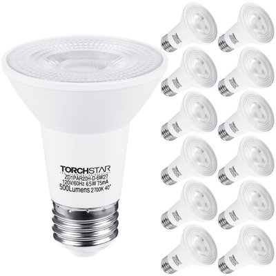 PAR20 6.5W LED Dimmable Light Bulb 50W Eqv. E26 Base 2700K Soft White -  TORCHSTAR, 13427