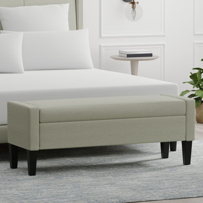 52" Upholstered Storage Bench With Truncated Arms