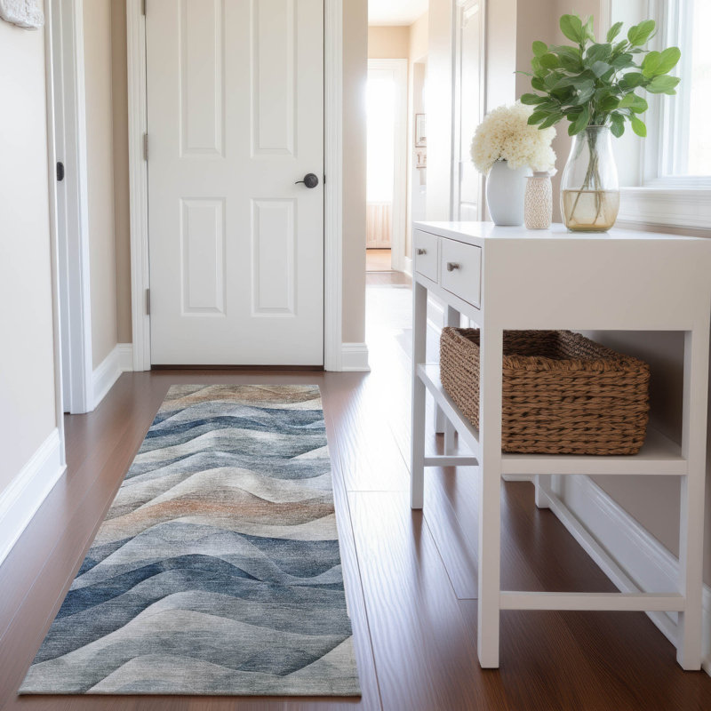 Premium Machine Washable Harjo AMF1619 Waves Rug, Runner 2'3" x 7'6"
