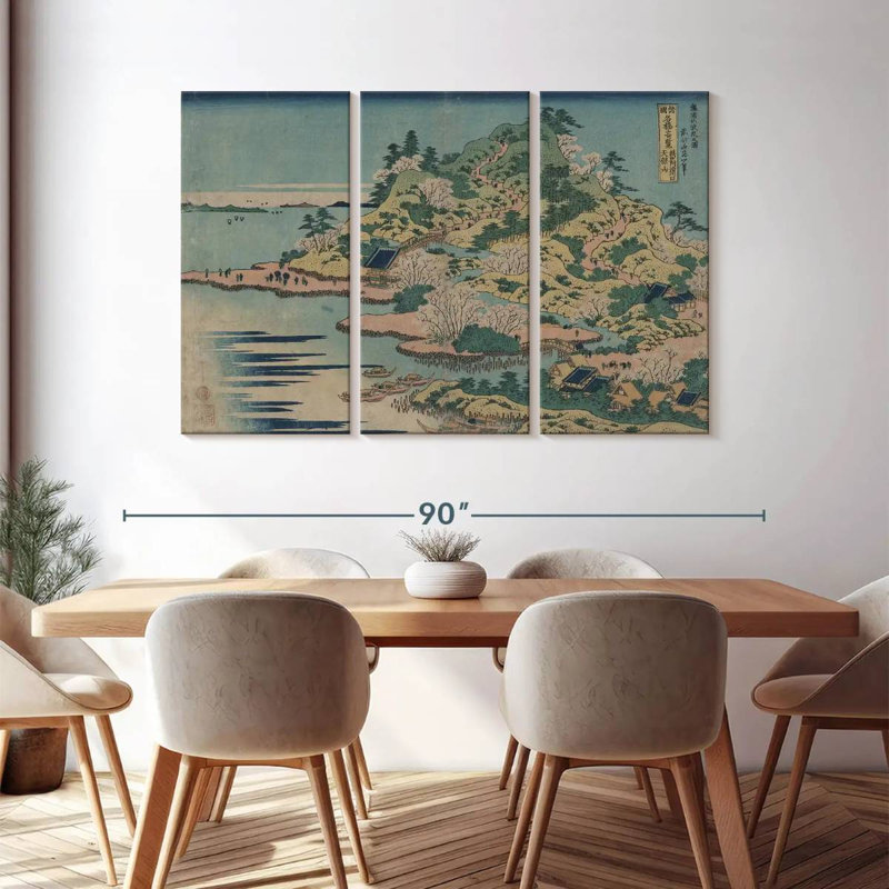 " Sesshu Ajigawaguchi Tenposan " 3 - Pieces, 48" H x 74" W x 1.25" D