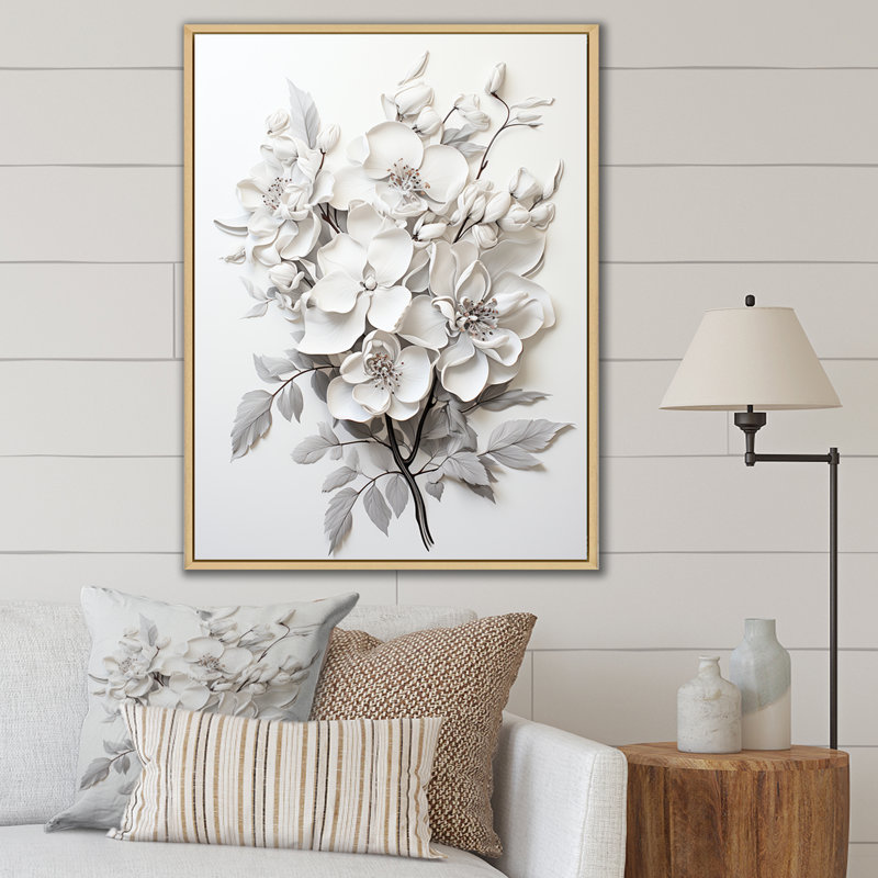 Orchidée noire et blanche Tranquillity I, H 32 po x l 16 po x P 1 po, Cadre naturel flottant