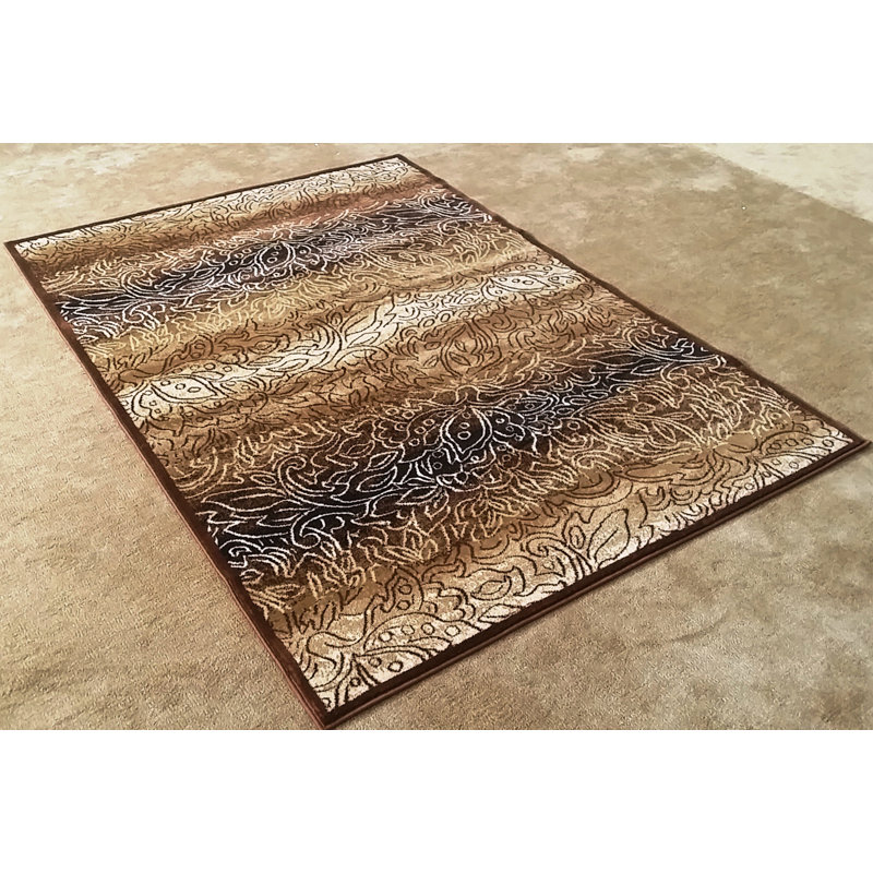 Almarine Power Loom Brown Rug, Rectangle 5 pi 3 po x 7 pi 2 po