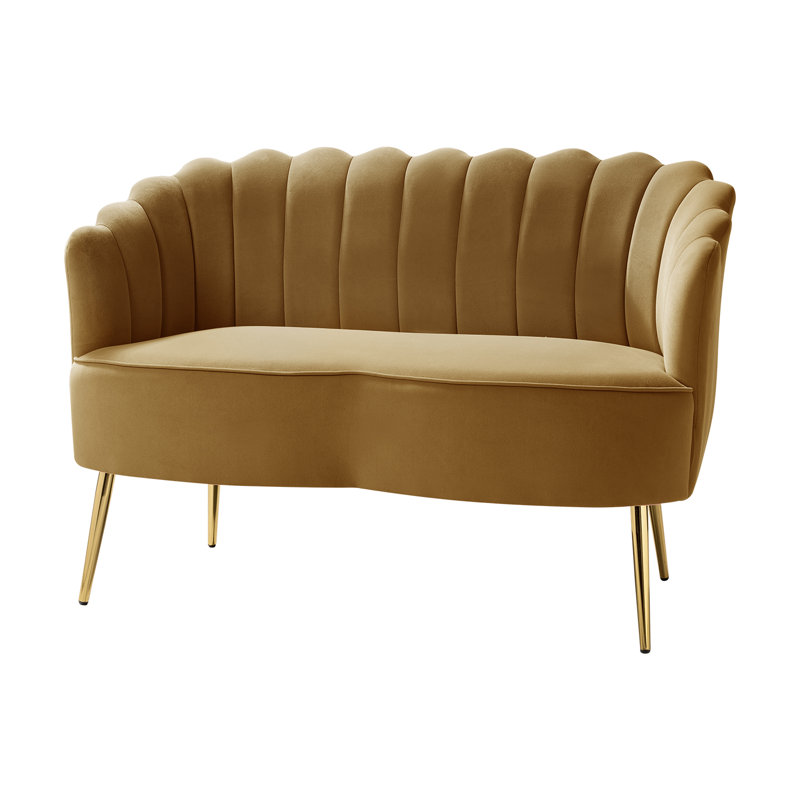 Hendrix Velvet Flared Arm Loveseat, Golden