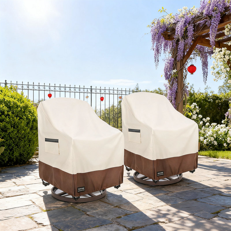 Paquet de 2 housses de chaise pivotantes extérieures imperméables de 33 po x 35 po x 36 po, housses de meubles de patio en polyester robustes avec sangles coupe-vent pour chaises longues berçantes