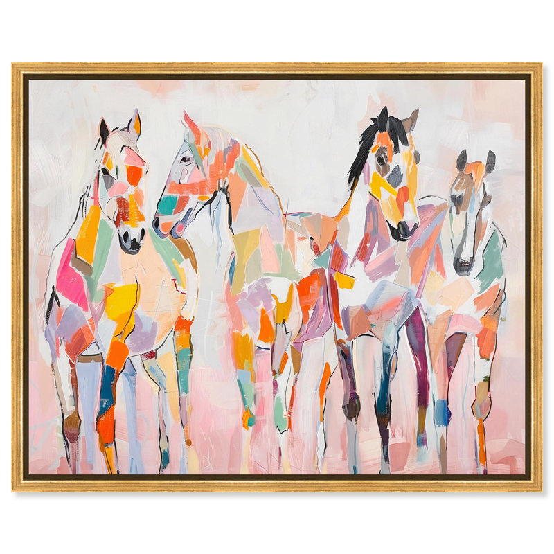 «Frontier Horses», reproduction d'art sur toile par Art Remedy, H 37 po x l 46 po, Cadre doré