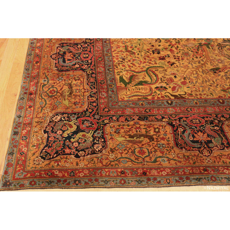 Grand tapis Agra indien à motif animalier