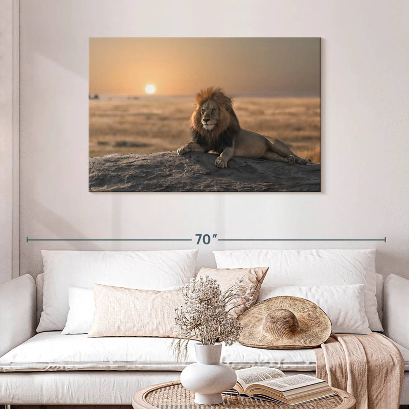 Lion On A Rock, 30" H x 45" W