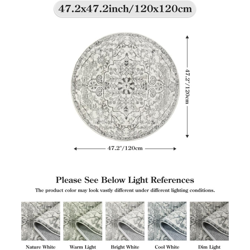 Tapis rond rond 4 pi x 4 pi Seline