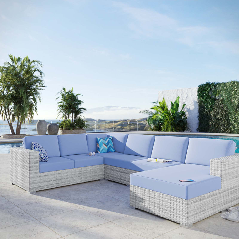 Ensemble modulaire d'extérieur 5 pièces Convene, Bleu clair