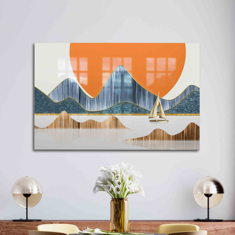Décoration murale en verre trempé avec une magnifique impression de paysage abstrait idéale pour ajouter une touche moderne à votre espace de vie | Rectangle