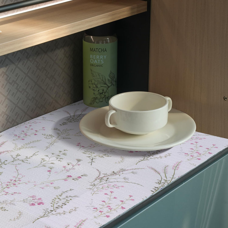 Doublure de tiroir et étagère florale pour armoires 16 po x 20 pi, non adhésive et résistante antidérapante
