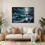 Coastal Moonlit Coast, art mural gris en métal-547741846