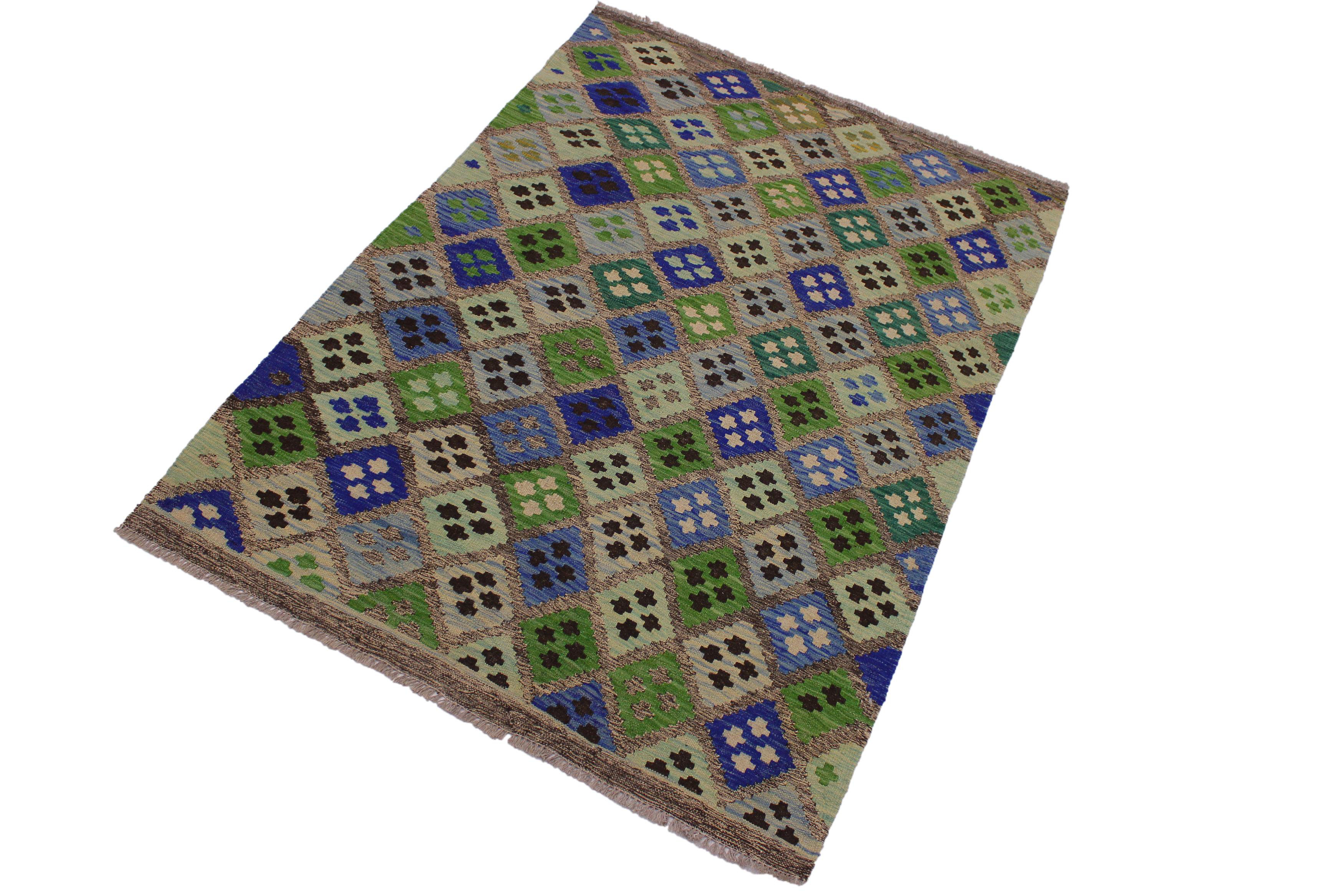 Isabelline Madee Geometric Handmade Rectangle 4'1" x 5'10" Wool Area ...