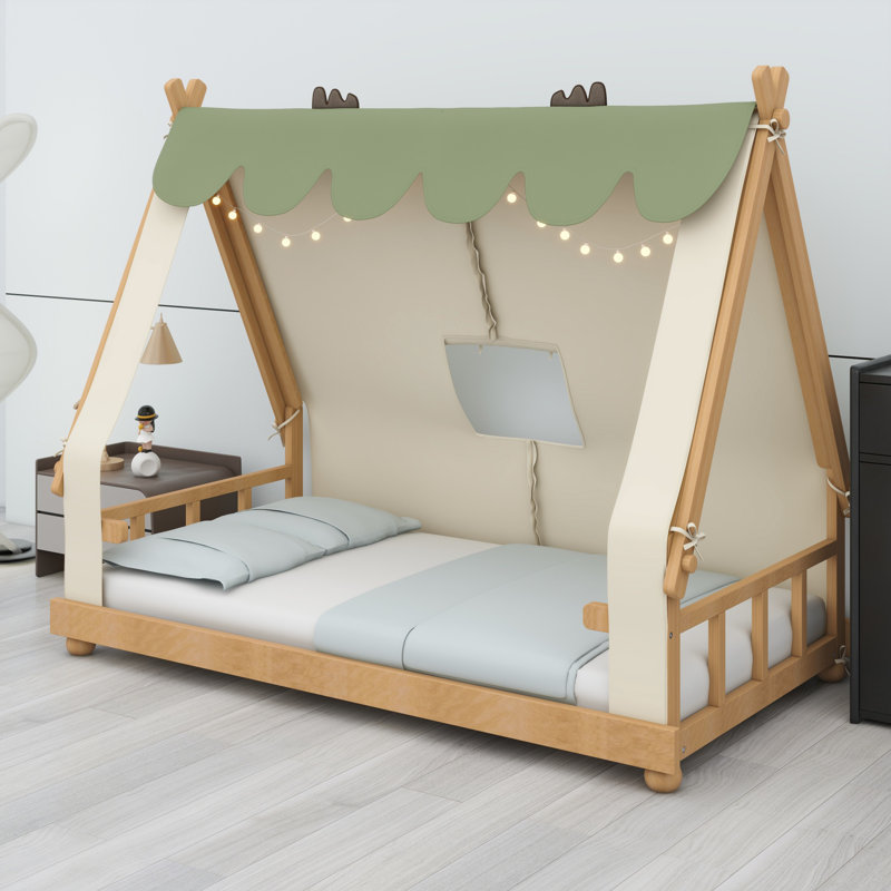 House Bed With Tent And Light, White