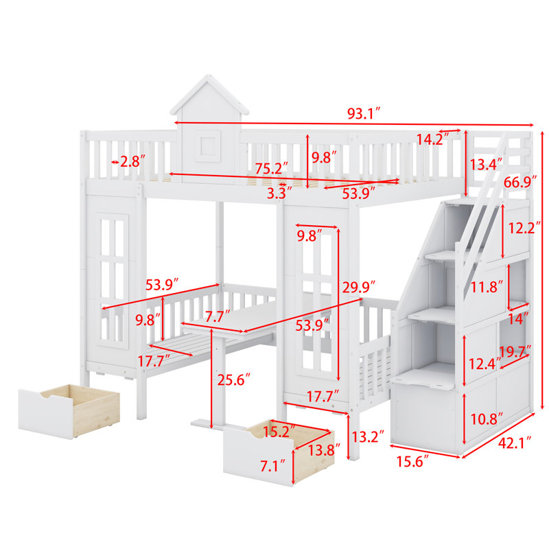 Bunk Bed With Changeable Table, Bunk Bed Turn Into Upper Bed And Down Desk