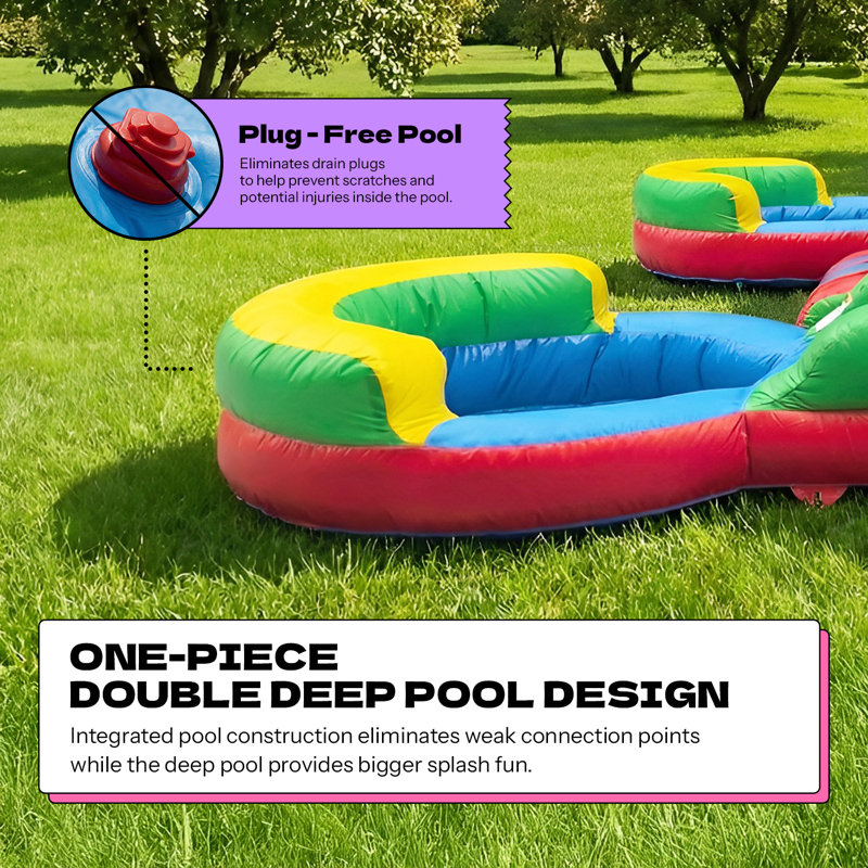 Château gonflable arc-en-ciel avec glissade et piscine double 16 'x 15' x 12 'Pop JUMP