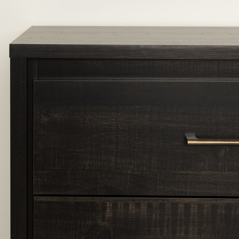 Commode 6 tiroirs Gravity, Noir frotté / robuste