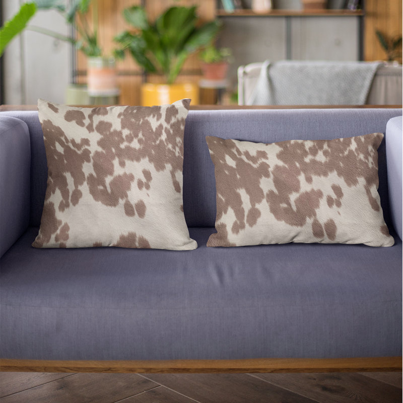 Coussin imprimé animal en cuir de vache, 24 po x 24 po