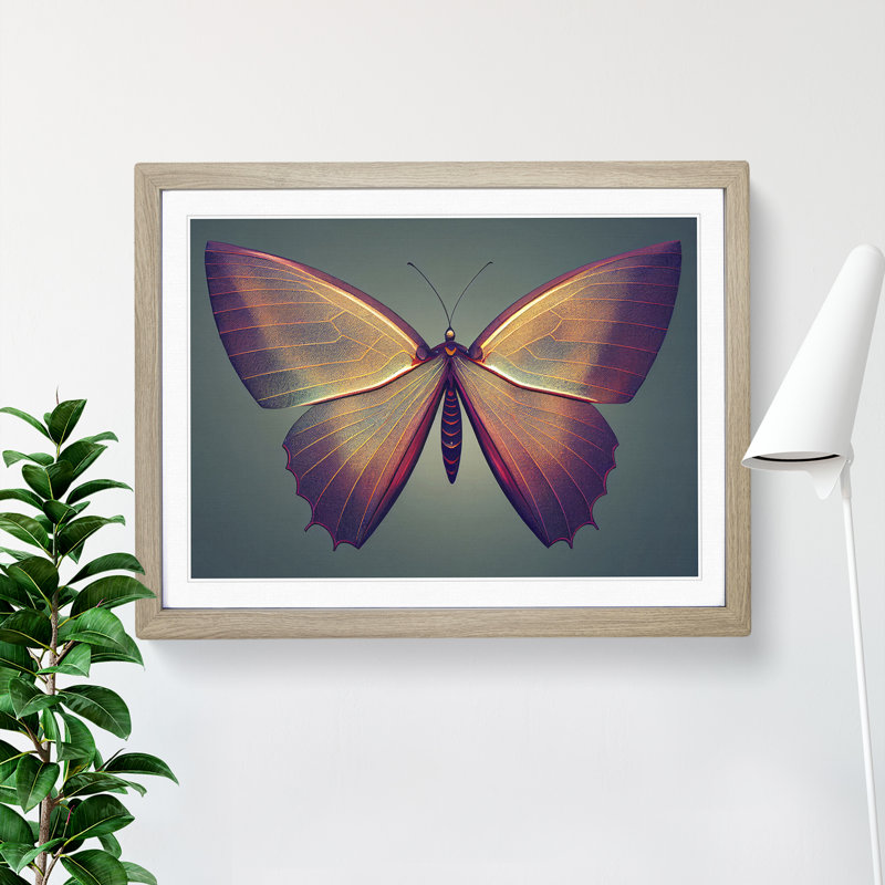 Compelling Butterfly - Single Picture Frame Print, Oak Framed, 34cm H x 46cm W x 2cm D