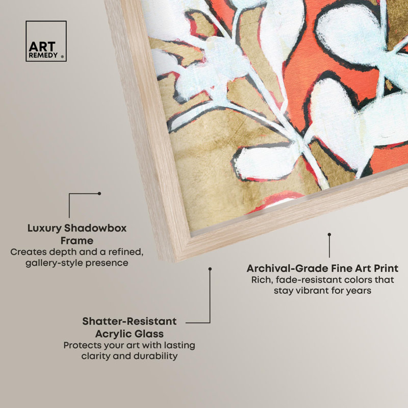 «Ficus Peach Shade Leaves» par Art Remedy, 21" H x 21" W, Crème, crème