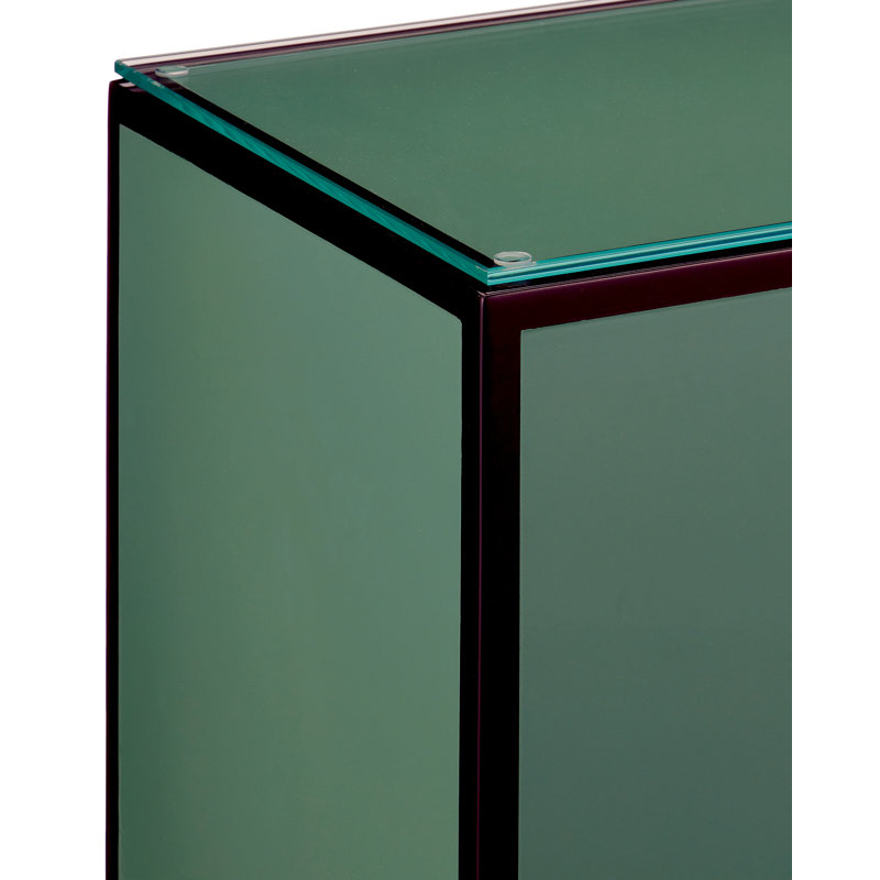 Lacquer Glass Top End Table, Green/Black