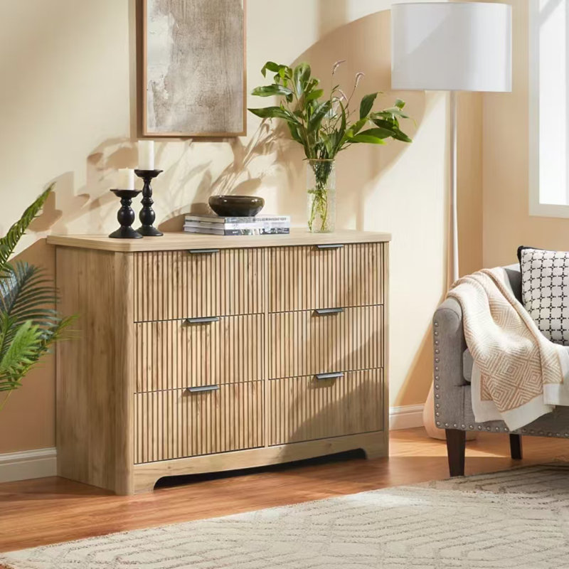 Jahree 47.24" W 6-Drawer Manufactured Wood Dresser, Neutral