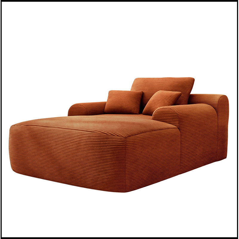 Chaise longue avec accoudoirs larges et coussins décoratifs, Orange
