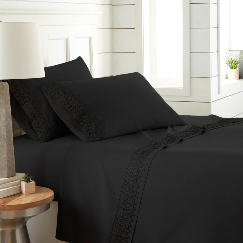 Ensemble de draps en microfibre Jaquil, Très grand, Noir