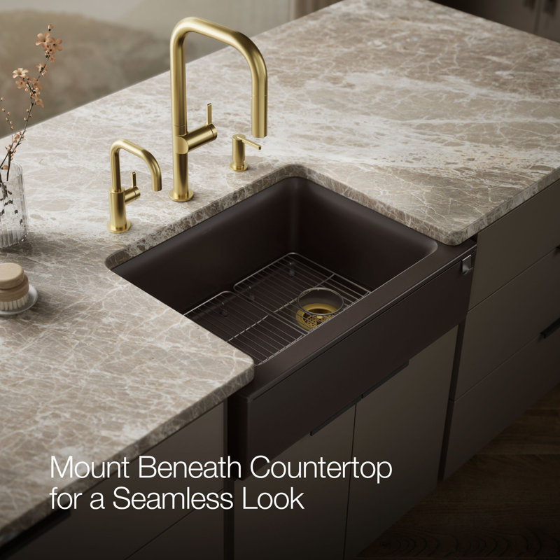 Cairn 29-11/16 In. Undermount Single-Bowl Farmhouse Kitchen Sink, Matte Brown