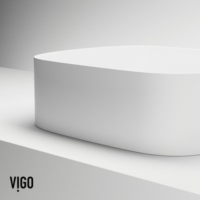 Lavabo de salle de bain VIGO UltraThin ™ L 16 po x l 14 po blanc mat Matte Stone ™