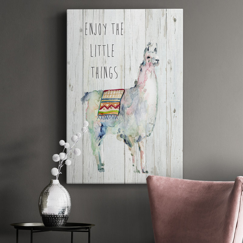 «Llama Little Things», toile tendue avec châssis de qualité supérieure - prête à être accrochée