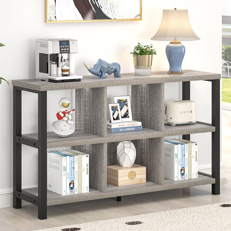 Organisateur de rangement à 6 cubes avec tablette Hulstein, gris clair, 47 pouces, Gris clair
